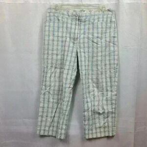 Lizgolf Audra Plaid Pattern Blue and White Capris Women's Size 6